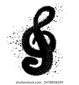 Treble clef icon with Grunge brush vector illustration.