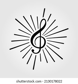 Treble clef icon isolated on white background. Vector illustration