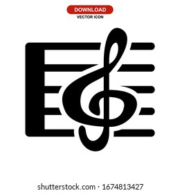 treble clef icon or logo isolated sign symbol vector illustration - high quality black style vector icons
