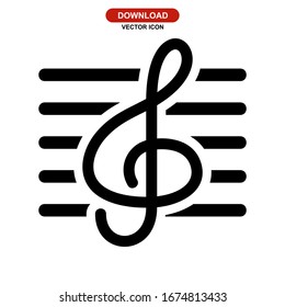treble clef icon or logo isolated sign symbol vector illustration - high quality black style vector icons
