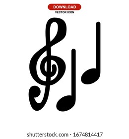 treble clef icon or logo isolated sign symbol vector illustration - high quality black style vector icons
