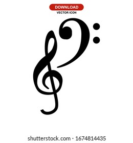 treble clef icon or logo isolated sign symbol vector illustration - high quality black style vector icons
