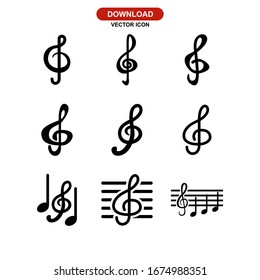 treble clef icon or logo isolated sign symbol vector illustration - Collection of high quality black style vector icons
