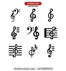 treble clef icon or logo isolated sign symbol vector illustration - Collection of high quality black style vector icons
