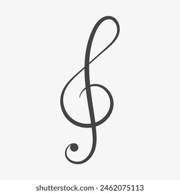 Treble clef icon. Musical Note, classic melody. Vector illustration 