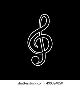 Treble Clef Icon On Black Background