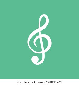Treble Clef Icon On Green Background