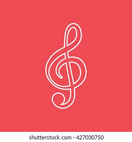 Treble Clef Icon On Red Background