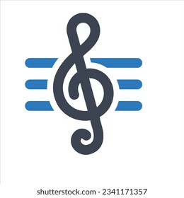 Treble clef icon on white background 