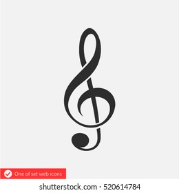 treble clef  icon. One of a set of linear web icons