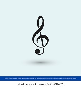 treble clef  icon. One of a set of linear web icons