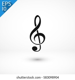 treble clef  icon. One of a set of linear web icons