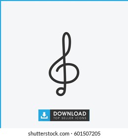 treble clef icon. simple outline treble clef vector icon. on white background.