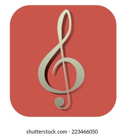 Treble clef icon - vector 10 EPS