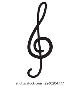 treble clef icon, Vector hand drawn illustration.