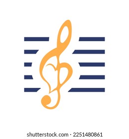 treble clef icon, vector illustration