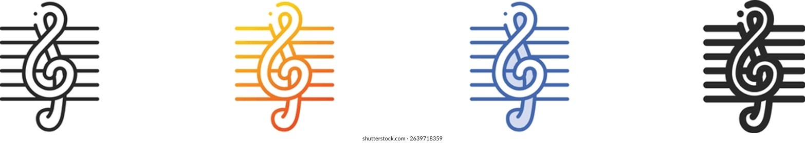 treble clef icon.Thin Linear, Gradient, Blue Stroke and bold Style Design Isolated On White Background