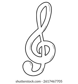 Treble clef illustration hand drawn outline vector