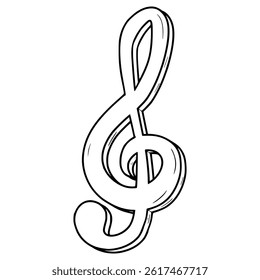Treble clef illustration hand drawn outline vector