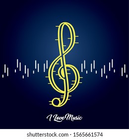 Treble clef image on a colored background - Vector