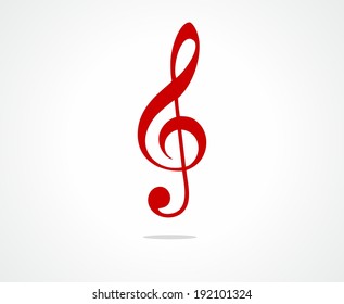 Treble clef isolated on white background. Vector illustration