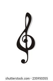 Treble clef isolated on white background. Vector icon.  
