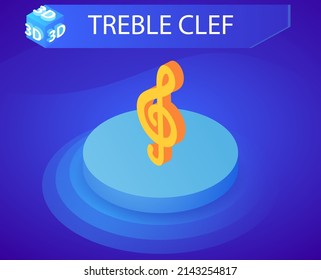 Treble clef isometric design icon. Vector web illustration. 3d colorful concept