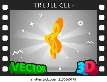 Treble clef isometric design icon. Vector web illustration. 3d colorful concept