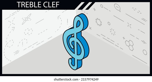 Treble clef isometric design icon. Vector web illustration. 3d colorful concept