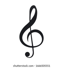 treble clef key icon. simple black flat vector stock image eps10. isolated on white background