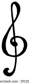 Treble clef key music hand drawn doodle isolated vector