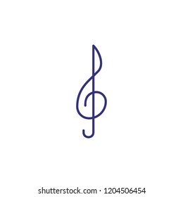 Treble clef line icon. Melody, symphony, tablature. Music concept. Vector illustration can be used for topics like festival, composition, concert