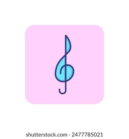 Icono de línea de clave de agudos. Melodía, sinfonía, tablatura. Concepto musical. La Ilustración vectorial se puede utilizar para temas como festival, composición, concierto