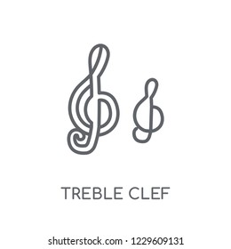 treble clef linear icon. Modern outline treble clef logo concept on white background from Music collection. Suitable for use on web apps, mobile apps and print media.