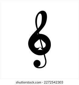 Treble clef diseño de logo con el símbolo de póquer de Ace.