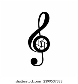 Treble clef logo design with diaphragm. Unique concept logo.