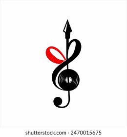 Treble Clef Logo Design mit Speer und Herz.