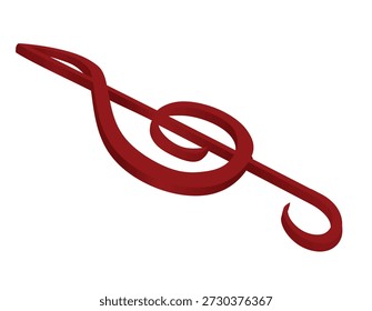 Treble clef mark sign 3D. vector