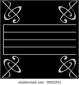 Treble clef of metal colour against black sguare