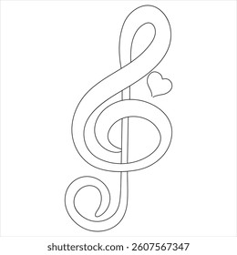 Treble clef music continuous oneline drawing vector illustration