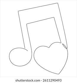 Treble clef music continuous oneline drawing vector illustration