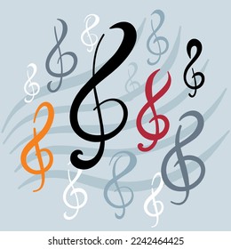 Treble clef. Music degree. Musical background. Note state