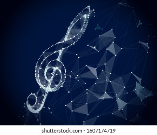 Treble clef. Music key concept from connecting dots and lines on blue gradient background. - Powered by Shutterstock - Get 15% off with code: PIKWIZARD15