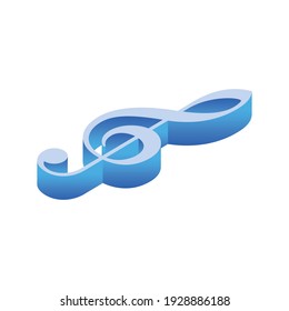 Treble Clef Music note 3d isometric vector illustration design