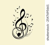 Treble Clef Music Note Icon Vector illustration
