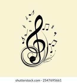 Treble Clef Music Note Icon Vector illustration