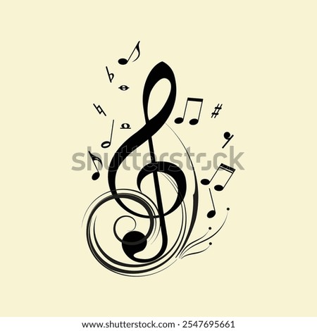 Treble Clef Music Note Icon Vector illustration