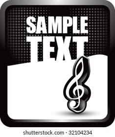 nota de música treble clef en banner negro de medio tono