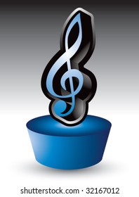 treble clef music note on blue patch