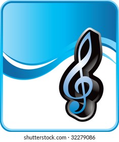 treble clef music note on blue wave background
